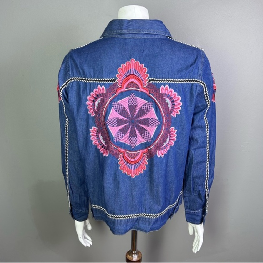 Curations denim jacket medium NWT embroidery Southwestern lightweight‎ Mandala